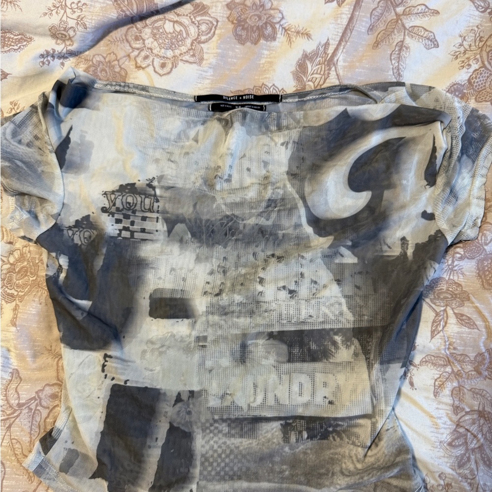 Abstract Graphic Sheer Top urban outfitters